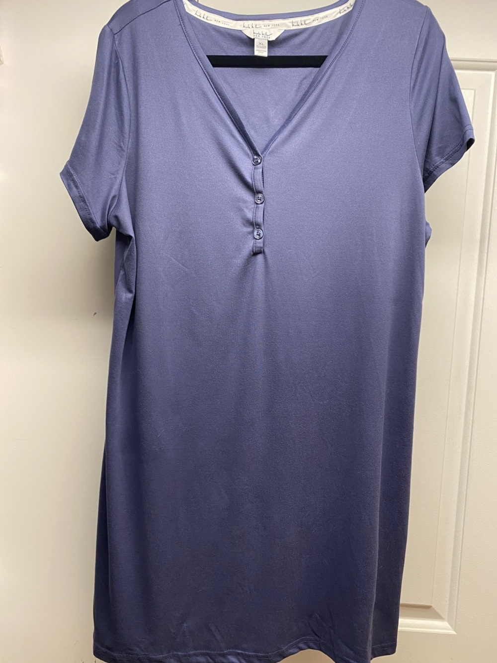 Nicole Miller Lavender Short-Sleeve Henley Nightshirt